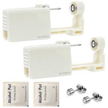 Ear Piercings Kit, Disposable Ear Piercings Kit Ear Piercing Gun Self Ear Piercings Kits with Silver Studs, Easy and Painless Self Ear Piercing Gun (3mm)