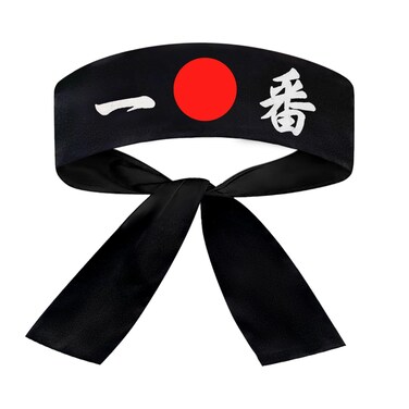 SUNRISE Japanese Sushi Chef Hachimaki Karate Headband - Black Number One