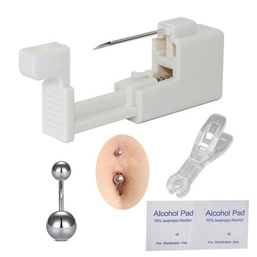 AM RONG MAGIC Professional Body Piercing Kit,Belly Button Piercing Kit Gun Belly Piercing Kit Belly Button Piercing Gun Navel Piercing Kit Belly Button Ring Piercing Kit, Safe Piercing Gun Kits