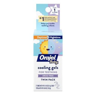 Orajel Baby Daytime &amp; Nighttime Cooling Gels for Teething, Drug - Free, #1 Pediatrician Recommended Brand for Teething*, Two 0.18oz Tubes