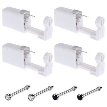 Nose Piercing Gun - Silmy 12 Pack Nose Piercing Kit Disposable Self Nose Piercing Gun with Nose Stud Pierce Kit Tool for Nose Studs Piercing Gun (Max-4pcs)