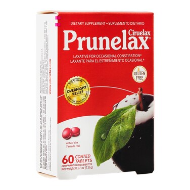 Prunelax Ciruelax Regular Strength Laxative Mini Tablets - Overnight Relief for Occasional Constipation, Senna Extract, Vegan &amp; Gluten-Free, Gentle Relief - 60ct