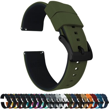 BARTON WATCH BANDS Quick Release Elite Silicone Watch Bands, Cool Grey Top/Black Bottom, 22mm