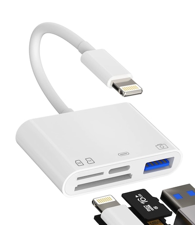 zoyuzan Camera Memory SD Card Reader Compatible for iPhone,Compatible with Lightning Male to USB Female OTG Adapter Micro TF Power Charging Splitter Charger Connector for ipad 12 11 xs xr x Camera