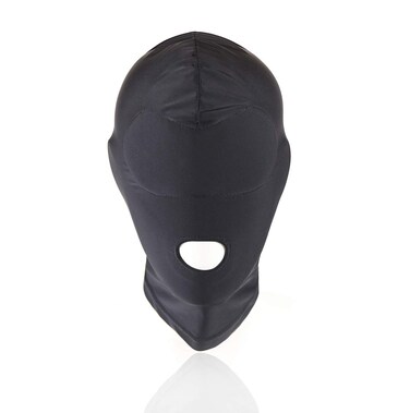 Zentai Head Hood Elastic Black Breathable Blindfold Cosplay Costume Hood Unisex Headgear (Open Mouth)