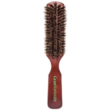 GranNaturals Soft Bristle Hair Brush for Men - Boar Bristle Brush for Styling Beards, Fades, Smoothing Hair and Waves - Natural Wooden Hairbrush