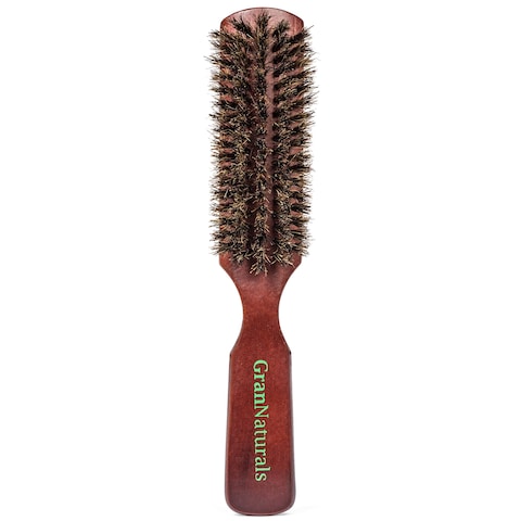 GranNaturals Soft Bristle Hair Brush for Men - Boar Bristle Brush for Styling Beards, Fades, Smoothing Hair and Waves - Natural Wooden Hairbrush