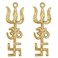 Divya Mantra Trishakti Yantra Trishul Om Swastika Decorative Spiritual Vastu Items Brass Indian Hindu Religious Wall Home Decor Kitchen Pooja Mandir Temple Hanging Good Luck Showpiece Set of 2 - Gold