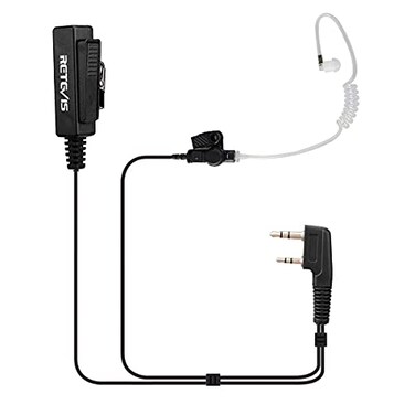 Retevis Walkie Talkie Earpiece with Mic, Big PTT Headset with Long Wire, 2 Pin, for RT22 RT68 RT21 H-777 RT27 RT86 RB29 RB68, Compatible with SAMCOM Kenwood 2 Way Radio, Two Way Radio Headset(1 Pack)