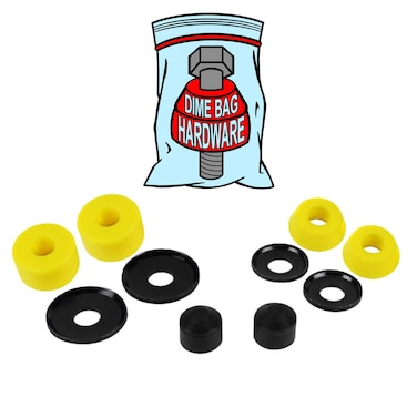 Dime Bag Hardware Skateboard Truck Rebuild Kit Bushings Washers Pivot Cups for 2 Trucks (94A Yellow)