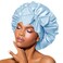 BONNET QUEEN Silk Bonnet for Sleeping Women Satin Bonnet Hair Bonnet Night Sleep Cap Scarf wrap for Curly Hair with tie Band Light Blue