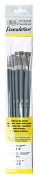 Winsor &amp; Newton Foundation Synthetic Acrylic Brush Set, Long Handle, Round Filbert &amp; Flat, 6 Pack
