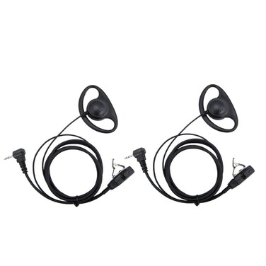 Lsgoodcare D Shaped Earpiece, 1 Pin Earhook Earphone Headset PTT and Mic Compatible for Motorola Talkabout Portable 2 Way Radio TLKR T3 T4 T60 T80 MR350R Walkie Talkie FR50, Pack of 2 (d Shape)