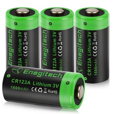 Enegitech CR123A 3V Lithium Battery, 123 3 Volt Lithium Battery, for Home Security Sensor Motion Sensor Door Lock High Intensity Flashlights Long-Lasting Non-Rechargeable (CR123A 4 Pack)