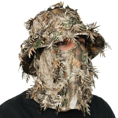 Realtree Edge 2-in-1 Leafy Camo Face Mask Hunting Hat for Men, Deer, Duck and Turkey Hunting Gear