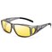 Night Vision Glasses for Men Women Anti Glare Polarized HD Night Driving Glasses Wrap Around Fit Over Prescription Eyewear
