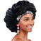 BONNET QUEEN Braid Bonnet Silk Bonnet Foldable Extra Long Bonnet for Braids Satin Bonnet for Sleeping Hair Bonnet with Tie Band Long Sleep Cap Black Medium