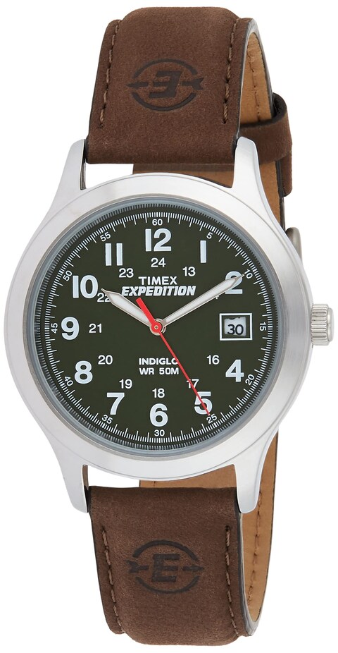 Timex Men&#39;s T40051 Expedition Metal Field Brown/Olive Leather Strap Watch