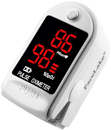 Facelake FL400 Pulse Oximeter with Neck/wrist Cord, Carrying Case and Batteries- White