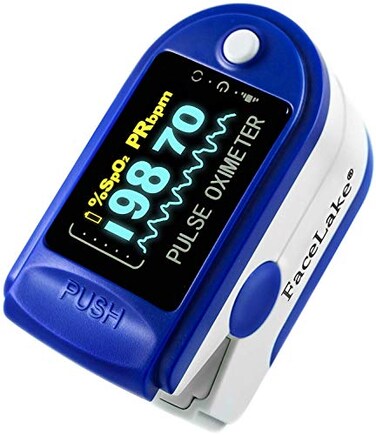 FaceLake FL350 Blue Pulse Oximeter with Carrying Case, Lanyard &amp; Batteries