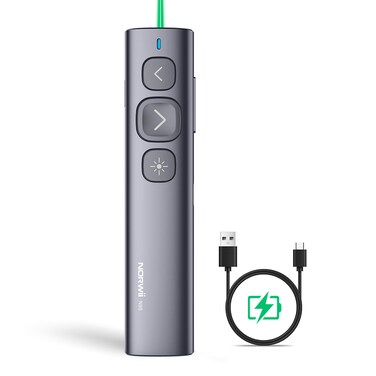 Norwii N95 Presentation Clicker, PowerPoint Clicker for Presentation Remote, Rechargeable Wireless Presenter Pointer, Slide Clicker for ipad/mac/Laptop in Classroom, Auditorium, Church(Green, USB-A)