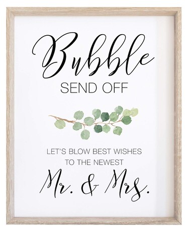 Bubble Send Off Sign for Wedding   (1) 8x10 Watercolor Eucalyptus Greenery on Thick Cardstock Paper   Bubble Exit Signs For Reception - NOT FRAMED