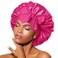BONNET QUEEN Satin Bonnet Silk Bonnet for Sleeping Women Hair Bonnet Night Sleep Cap Scarf wrap for Curly Hair with tie Band Hot Pink