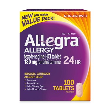 Allegra 24HR Adult Non-Drowsy Antihistamine Tablets, 24-Hour Allergy Relief, 180 mg