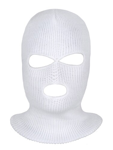 SATINIOR 3 Holes Ski Mask Full Face Cover Outdoor Balaclava Winter Knitted Neck Gaiter for Halloween Sports Cycling(Medium,Pure White)