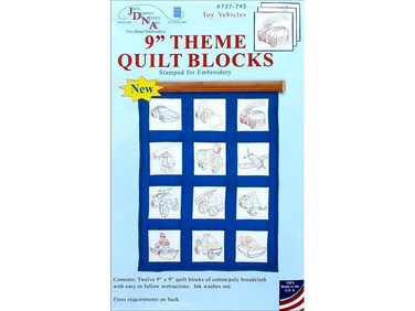 Jack Dempsey JDN737.745 Quilt Blocks 9" Rescue Vehicles 12Pc Quilt Blocks 9" Rescue Vehicles , White