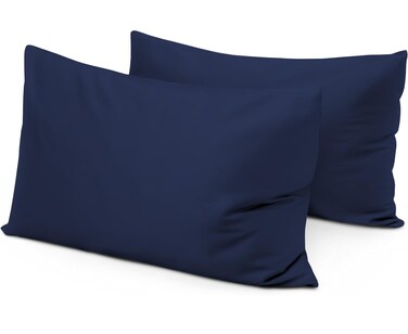 Travel Pillow Case 12x16 Size Set of 2 Zipper Closure Toddler Pillowcase 600 Thread Count 100% Egyptian Cotton Pack of 2, Travel Pillow Cover 12 x 16, Navy Blue Solid