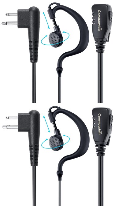 commountain CP200D CLS1410 Earpiece Compatible for Motorola Radios R2 CLS1110 CP100D CP200 CP185 BPR40 BPR40D DTR700 DTR650 RDU4100 RDU4160D RMU2040 RMU2080D CLS CP, G Earhook Headset Ear Piece-2 Pack