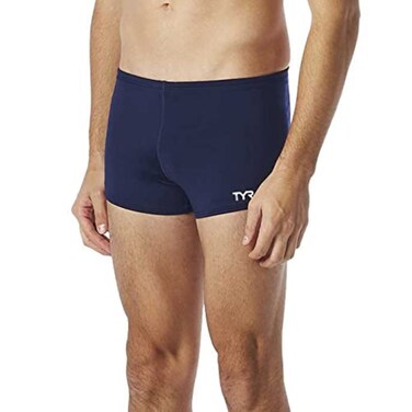 TYR Mens Swimsuit Durafast Elite Solid Square Leg, Navy, 30 US