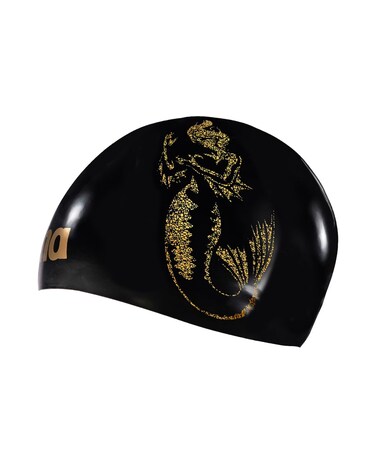 Arena 50th Anniversary Signature Collection Bruno Fratus Unisex Adult Pro II Molded Silicone Swim Cap for Training and Racing, FINA-Approved, One Size Fits Most, Black