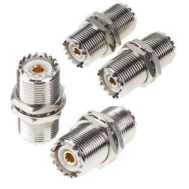 exgoofit UHF Connector Female Nut Bulkhead Panel Mount to SO239 Jack Coaxial Coax Cable Adapter Plug for PL-259 (Pack 4Pcs)