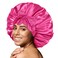 BONNET QUEEN Large Satin Bonnet Silk Bonnet for Sleeping Women Hair Bonnet Big Bonnet Night Sleep Cap Scarf Wrap for Curly Hair with Tie Band Hot Pink