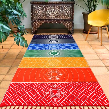 Neasyth Mexican Yoga Mat Beach Picnic Blanket Chakra Meditation Mat Yoga Rug Sunscreen Shawl Chakra Wall Tapestry Decor Boho Pilates 59 in (Polyester Fibre)