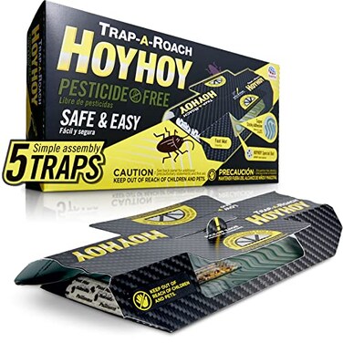 HOY HOY Trap A Roach - Bait Glue Traps, Great for Home with Kids &amp; Pets Indoor, Sticky Pest Control Trap, Roach Killer, Made in Japan 5 Traps