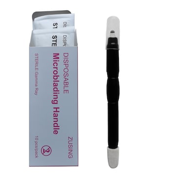 ZUSING Very Very Sharp Disposable Microblading Pens 18U With Pigment Brush Microblading Pen Disposable 10 pcs/pack (Black)