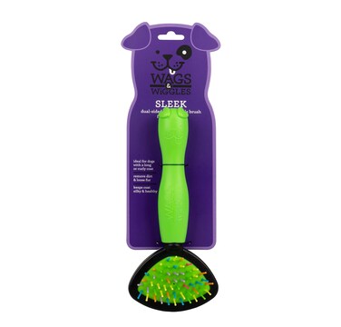 Wags &amp; Wiggles Two-Sided Brush for Small and Long-Haired Dogs   2-in-1 Bristle and Straight Pin Grooming Supplies for All Dogs