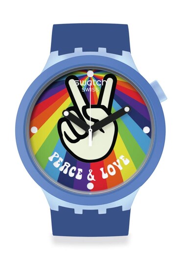 Swatch Unisex Casual Blue Watch Bioceramic Quartz Peace Hand Love