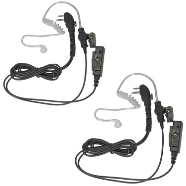 MaximalPower Clear Coil Tube Earbud Headset PTT Mic (2Pack) w/Kevlar HYTERA 2-Pin Plug with Screw