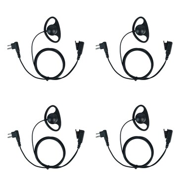 Klykon 2 Pin D Shape Earpiece Headset with Mic Ptt for Motorola 2 Way Radio Wakie Talkie CP200 CP200D CLS1110 CLS1413 CLS1450(4 Pack)
