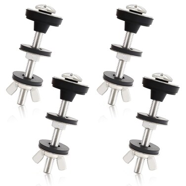 Universal Toilet Tank to Bowl Bolts Kit, Heavy Duty Toilet Bolts, Waterproof Stainless and Rubber Washers Gaskets with Extra Long Nut Screw for Fastening (Silver) (4, Short)