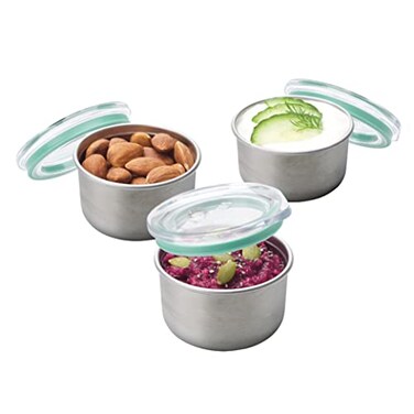 Smash Microwave Safe Stainless Steel Mini Dressing/Sauce Pots, Sage, 2oz Capacity (Pack of 3)