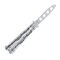 VORNNEX Practice Butterfly knife Trainer with Sure Spring Latch, Full Stainless Steel Black Dull Balisong, Unsharpened Butterfly knives Comb for CSGO Training(Silver)
