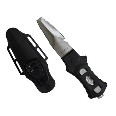 Scuba Choice Compact Stainless Steel Blunt Tip Dive Knife - 2.3" Plain Edge Blade with Ergonomic Nylon Handle, Durable for Scuba Diving, Snorkeling &amp; Water Sports - Black/Silver