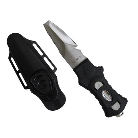 Scuba Choice Compact Stainless Steel Blunt Tip Dive Knife - 2.3&quot; Plain Edge Blade with Ergonomic Nylon Handle, Durable for Scuba Diving, Snorkeling &amp; Water Sports - Black/Silver