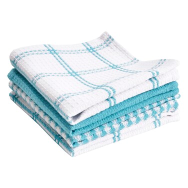 T-fal Premium Waffle Dish Cloths: Highly Absorbent, Super Soft - 100% Cotton, 12"x13" Flat Waffle Dish Cloth for Cleaning &amp; Drying, (4-Pack), Breeze