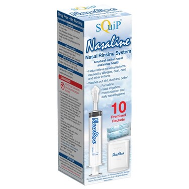 Squip Nasaline Nasal Rinsing System with 10 Premixed Saline Packets